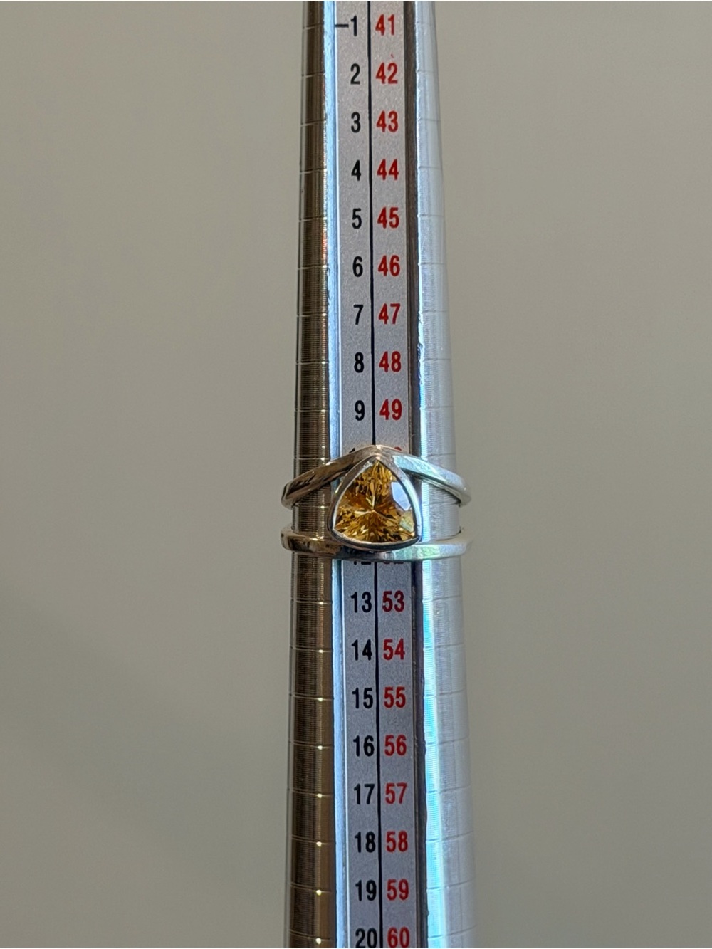925 Sterling Silver Trillion-Cut Citrine Ring - Size 5.75